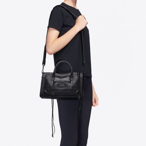 Black Classic Small City Shoulder Bag for Women | Balenciaga Bags Balenciaga, Mirror Canvas, Small City, Coach Swagger Bag, Bag For Women, Women's Bags, Rebecca Minkoff Hobo, Online Boutique, Calf Skin