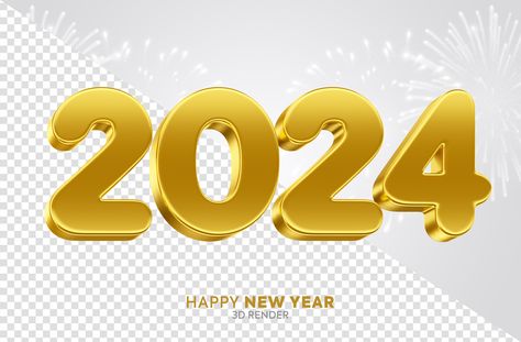 Download | Texto 3D Ano Novo Feliz 2024 Elemento 3D Happy New, Happy New Year, Quick Saves