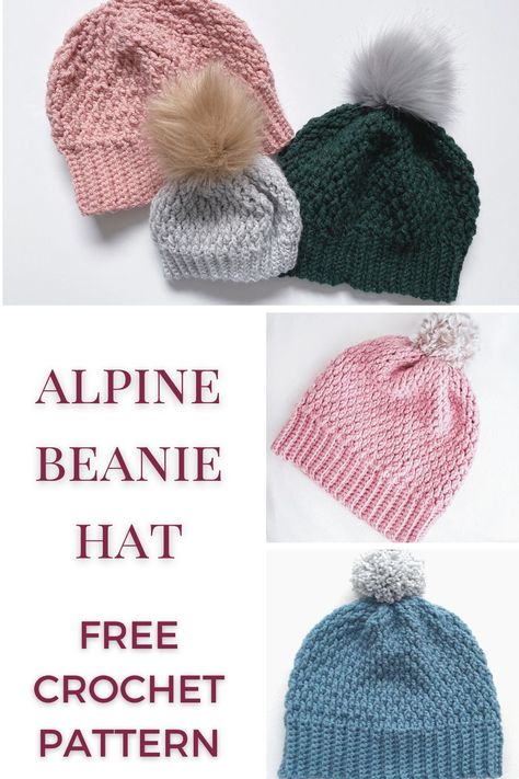 Alpine Stitch Beanie Hat - Free Crochet Pattern. Beginner friendly crochet pattern with alpine stitch tutorial. Coordinating fingerless mittens and cowl / infinity scarf pattern available too. Alpine Stitch Hat, Beanies Crochet, Crochet Pattern Beginner, Alpine Stitch, Beanie Pattern Free, Crochet Beanie Pattern Free, Easy Yarn Crafts, Beginner Friendly Crochet, Crochet Beginner