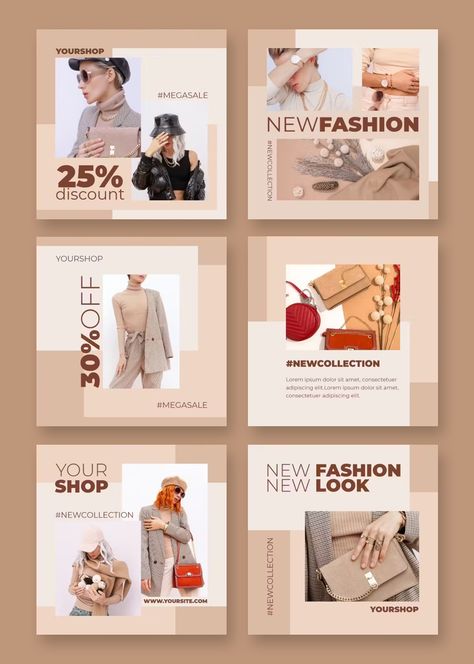 Fashion Instagram Posts Template PSD, AI Instagram Posts Template, Media Portfolio, Japanese Sewing Patterns, Work Sheet, Instagram Planner, Fashion Poster Design, Instagram Advertising, Social Media Advertising Design, Silver Oak