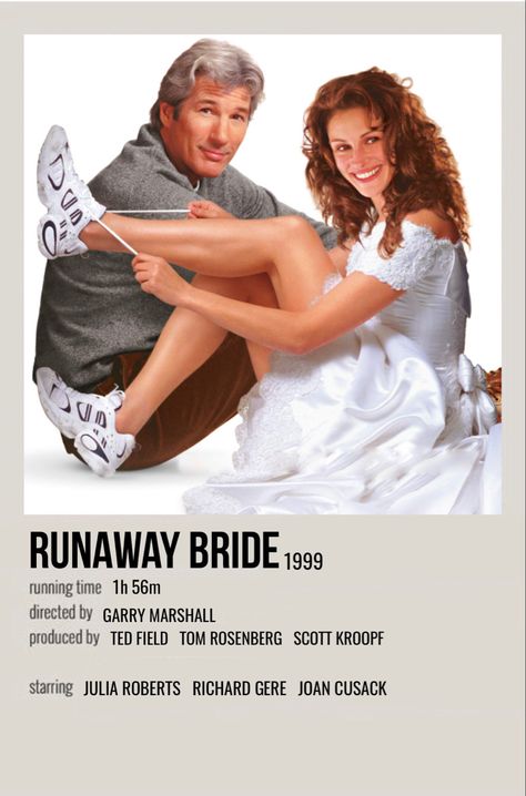 minimal polaroid movie poster for runaway bride Runaway Bride Poster, Pretty Woman Movie Poster, Runaway Bride Movie, The Runaway Bride, Julia Roberts Movies, Romance Movie Poster, Romcom Movies, Movie To Watch List, Runaway Bride