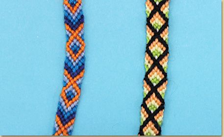 Friendship Bracelet Pattern: Diamonds or Fish / Diseño de pulsera de la amistad: diamantes o peces Diamond Friendship Bracelet, Friendship Bracelet, Friendship Bracelets Tutorial, Thread Bracelets, Diy Friendship Bracelets Patterns, Fish Patterns, Friendship Bracelets Diy, String Bracelet, Bracelet Crafts