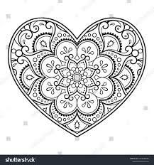 Henna Paisley, Mehndi Flower, Henna Drawings, Heart Coloring Pages, Bookmarks For Books, Engraving Printing, Detailed Coloring Pages, Free Printable Art, Hand Drawn Vector Illustrations