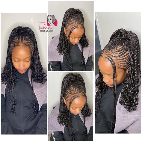 Straight Back Cornrows With Curls, Tiny Weaving Hairstyles All Back, Shuku Hairstyles With Attachment, Attachment Hairstyles, Straight Up Hairstyles, Straight Up, Cornrows With Box Braids, Latest Hair Braids, Natural Hair Bun Styles