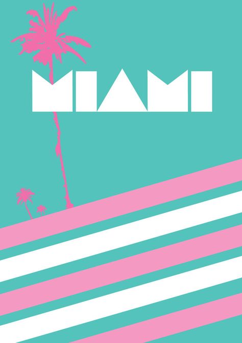 80's Miami Poster by SleazySalad Miami Florida Vacation, Miami Vice Party, Miami Posters, 80s Posters, 80s Poster, Hotline Miami, Patrick Nagel, Miami Art Deco, 80s Design