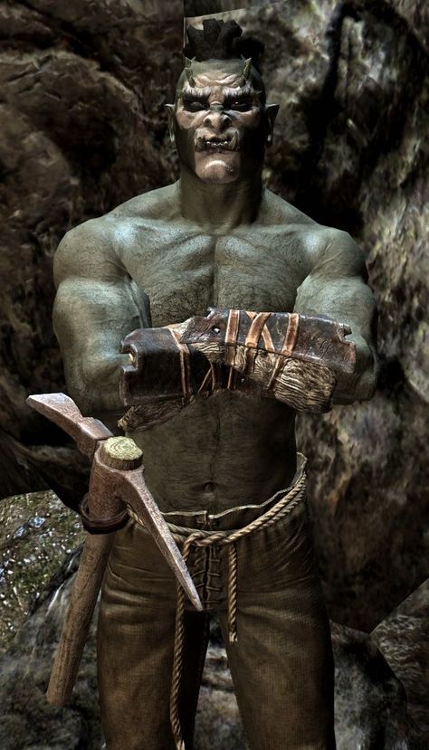 Skyrim Orc, Skyrim Game, Orc Warrior, Elder Scrolls Art, Gay History, Elder Scrolls Skyrim, Fantasy Ideas, Eyes Wide Open, The Bad Guys