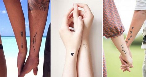 Symboliser son amour passionnel en tatouage, c’est l’idée que beaucoup de couples d’amoureux ont et diffusent sur les réseaux sociaux. Preuve qu’ils pensent avoir trouvé l’âme-sœur, question de style, message personnel… Chacun a ses raisons et certains dessins de peau valent le détour ! Voici une série de 20 tattoos de couple surprenants. Cosmopolitan, Triangle Tattoo, Tattoos