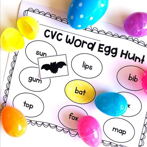 If you have a beginning reader, you are going to LOVE this activity! It's a CVC Word Egg Hunt focused on short vowel sounds! It's a great activity for Kindergarten students and all you need is Easter eggs! It's free and easy to prepare for a literacy station! Easter Literacy, Easter Kindergarten, Activity For Kindergarten, Cvc Activities, Three Letter Words, Literacy Centers Kindergarten, Educational Website, Small Group Reading, Short Vowel Sounds