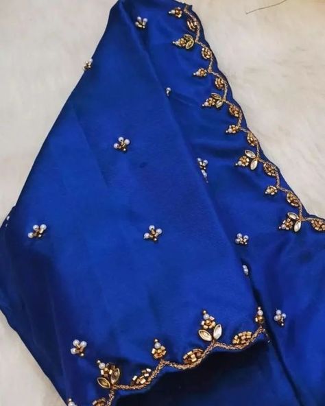 New one please dm us for oders and price details.. #rrfabricates #aariworkblouse #aariwork . Dm for more 😊 Simple Buttas For Blouse, Simple Maggam Design, Rose Aari Work Blouse, Simple Blouse Works For Pattu Sarees, Pattu Blouse Models, Blouse Work Designs Pattu Simple, Very Simple Aari Work Blouse Design Blue, Pattu Saree Blouse Work, Simple Work Designs