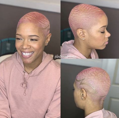 #baldandbadass @AmerieSanders Fade Haircut Women, Pink Short Hair, Waves Haircut, Short Natural Haircuts, Shaved Hair Designs, Natural Hair Cuts, Natural Hair Short Cuts, Short Hair Black, Bald Hair