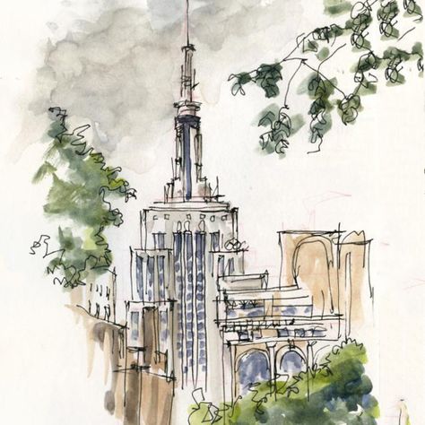 Watercolor Nyc Skyline, Urban Landscape Drawing, Nyc Drawing Sketches, Liz Steel Sketches, Nyc Watercolor Painting, Urban Watercolor Paintings, New York Art Drawing, New York Drawing Sketches, City Life Drawing