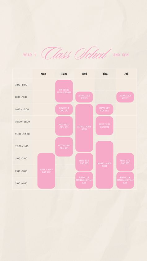 Class Schedule Template Pink, Timetable Graphic Design, Aesthetic School Schedule Template, Pink Coding Aesthetic, Aesthetic Class Schedule Template, School Schedule Wallpaper, Canva Templates Ideas Poster, Timetable Template Aesthetic, Class Schedule Aesthetic