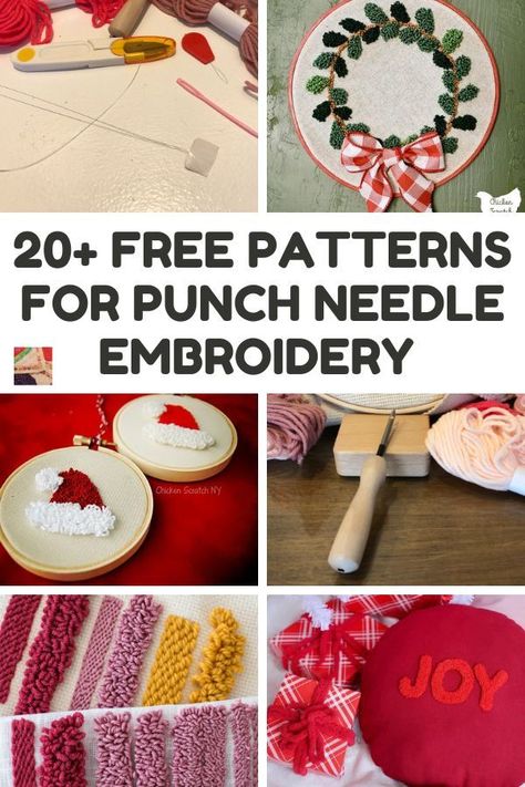 Embroidery Punch Needle Ideas, Punch Needle Fall Patterns, Free Needle Punch Patterns, Christmas Punch Needle Designs, Punch Needle Patterns Free Printable Christmas, Free Punch Needle Patterns Printable, How To Do Punch Needle Embroidery, Needle Punch Christmas, Needle Punch Projects