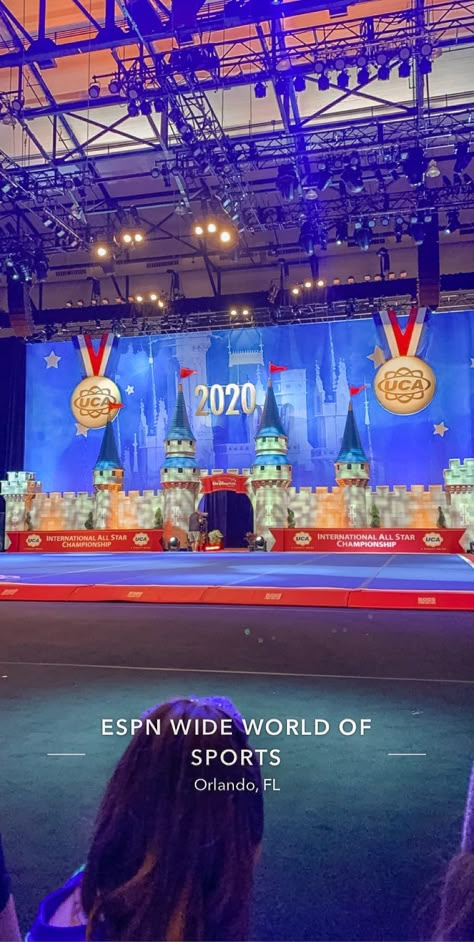 Nationals Dance Competition, Uca Cheer Nationals Disney, Uca Nationals Disney, All Star Worlds Cheer, Cheers Aesthetic Wallpaper, All Star Aesthetic, Uca Cheer, Comp Cheer, Summit Cheer