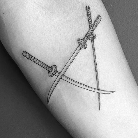 Tree Katanas Mens Triangle Sword Tattoo On Forearm Arm Tattoos Japanese, Minimalist Tattoo Meaning, Tattoo Japanese Style, One Piece Tattoos, Pieces Tattoo, Muster Tattoos, Tree Tattoo Designs, Tattoos Geometric, Pattern Tattoo