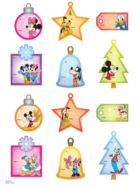 Fun Printable Activities, Disney Christmas Gifts, Disney Xmas, Mickeys Christmas Carol, Disney Christmas Decorations, Christmas Delights, Tema Disney, Disney Printables, Christmas Tags Printable