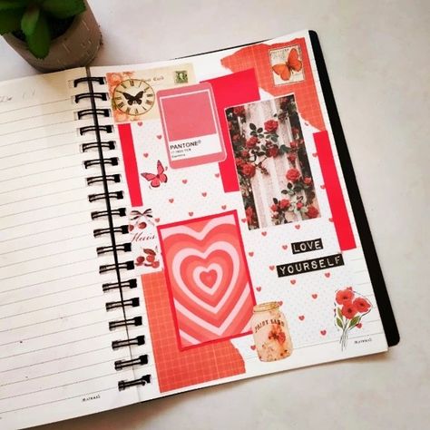 Red theme journal ideas Red Theme Journal Ideas, Aesthetic Purple Journal Ideas, Colour Journal Ideas, Butterfly Journal Ideas, Red Journal Ideas, Red Theme Journal, Aesthetic Journal Ideas Vintage, Vintage Theme Journal, Diary Writing Ideas Creative