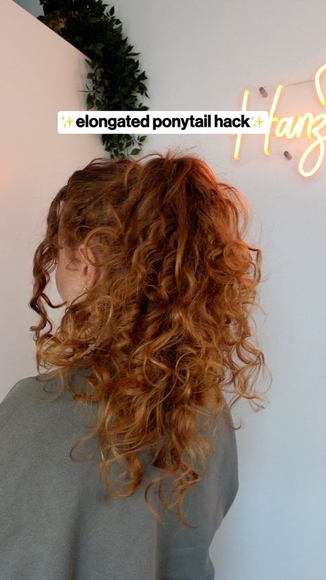 Hannah 🦁 | Wavy Curly Haircare | Elongated curly ponytail hack👌 The fact that curls spring up when they dry can make our hair look shorter than it is, and wearing a… | Instagram Curly Hair Ponytail Styles, Ponytail Hack, Curly Hair Ponytail, Curled Ponytail, Curly Ponytail, Hair Ponytail Styles, Trendy Winter, Ponytail Styles, Curly Hair Care