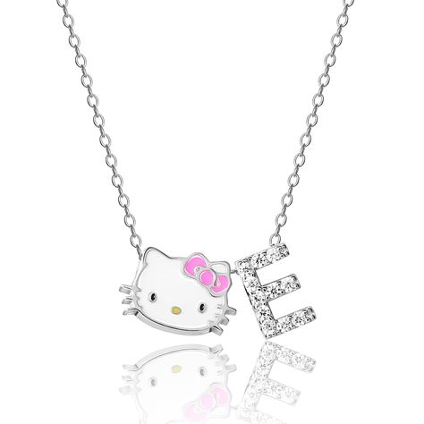 PRICES MAY VARY. SPRING RING closure Sterling Silver Hello Kitty Initial Necklace: An initial necklace for Hello Kitty lovers, this officially licensed Hello Kitty necklace in fine sterling silver features an enamel Hello Kitty pendant with a pink bow and sliding letter charm in twinkling cubic zirconia Personalized Hello Kitty Accessories: Sliding letter E charm sits beside the Hello Kitty pendant for a special piece of Hello Kitty jewelry that can be worn every day Secure Closure: Spring ring Hello Kitty Initial, Hello Kitty Necklace, Shop Hello Kitty, Hello Kitty Gifts, Letter Necklace Silver, Kitty Necklace, Butterfly Photography, Slider Necklace, Hello Kitty Jewelry