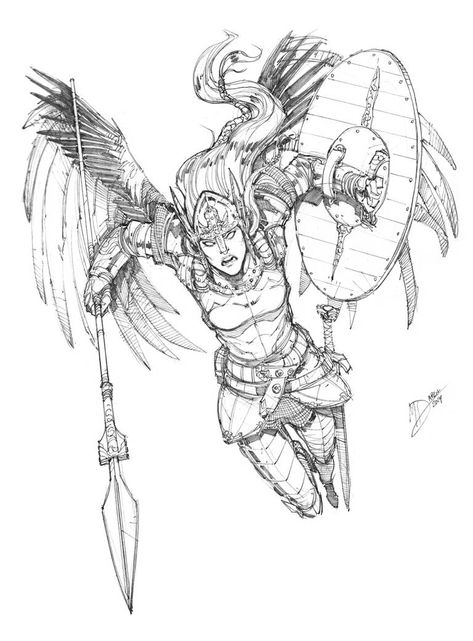 Valkyrie Sketch, Max Dunbar, Valkyrie Tattoo, Norse Tattoo, Fantasy Warrior, Character Sketch, Comic Books Art, Designs To Draw, Drawing Sketches