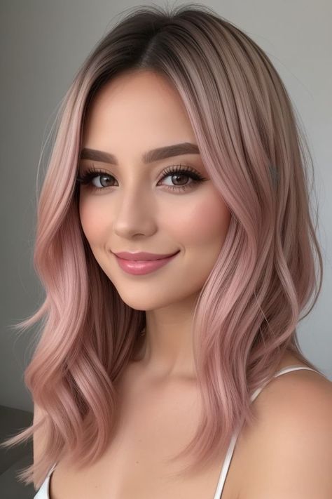 how to style asin male hair Light Brown And Rose Gold Hair, Rose Gold On Grey Hair, Gold Rose Hair Color, Rose Gold Balayage Blonde, Copper Rose Gold Hair Balayage, Dusty Pink Hair Balayage, Copper Pink Hair, Brown To Pink Hair, Rose Gold Bob