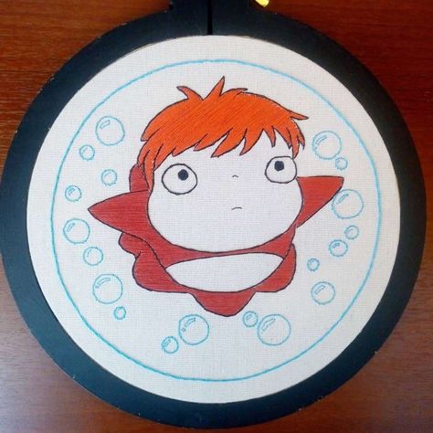 Ponyo Ghibli Embroidery, Ghibli Embroidery, Ghibli Room, Anime Embroidery, Ghibli Movies, Pottery Painting, Embroidery Patterns, Art Ideas, Valentines Day