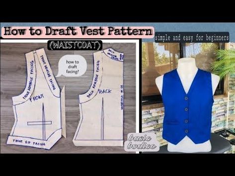 Diy Vest Pattern, Vest Pattern Sewing, Mens Vest Pattern, Gingerbread Outfit, Diy Vest, Basic Bodice Pattern, Pocket Design Fashion, Basic Bodice, Waistcoat Pattern