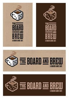 Don't focus on this one, however it shows the ability of the logo to work both in a single colour and multiple colours. Board Game Bar, Board Game Store, Board Game Cafe, Cafe Logo Design, Game Cafe, Coffee Shop Logo, Game Logo Design, New Logo Design, Coffee Logo