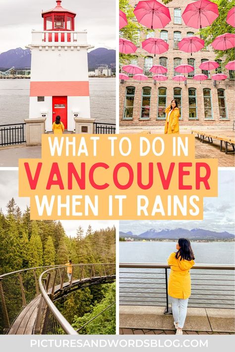 With a nickname like "Raincover," it's likely to rain during your Vancouver trip. But not to worry, because here's 30 super fun things to do in Vancouver when it rains! You'll definitely find a tons of things to add to your Vancouver itinerary. What To Do In Vancouver, Vancouver Itinerary, Vancouver Trip, Lynn Canyon, Things To Do In Vancouver, Visit Vancouver, Rain Pictures, Yoho National Park, Canada Travel Guide