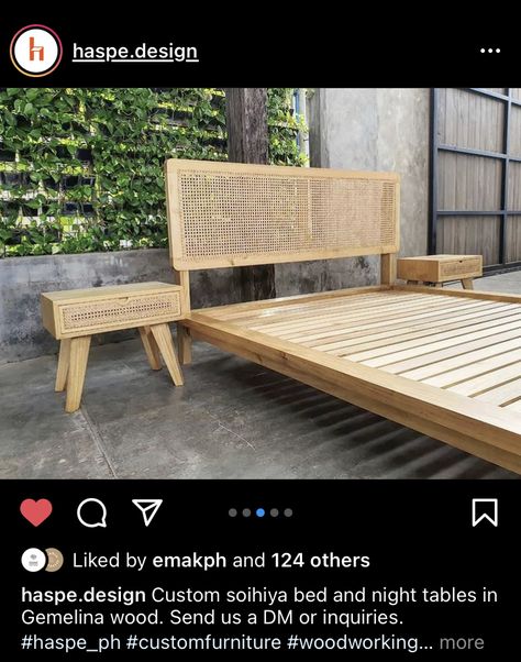 Instagram: haspe.design Solihiya Bed, Night Table, Custom Furniture, Bed Frame, Bench, Woodworking, Outdoor Furniture, Bed, Outdoor Decor