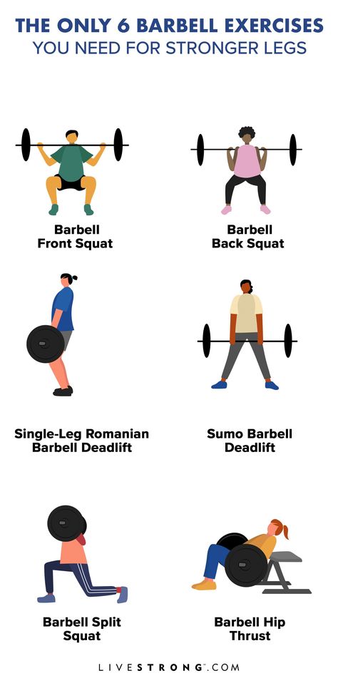 With barbell exercises like squats, deadlifts and hip thrusts, you'll strengthen your leg muscles, including your quads, hamstrings, calves and even glutes. Barbell Leg Exercises, Squats With Barbell, Barbell Squats Women, Barbell Squat Workout, Squat With Barbell, Barbell Leg Workout, Barbell Workout For Women, Barbell Exercises, Squats Workout