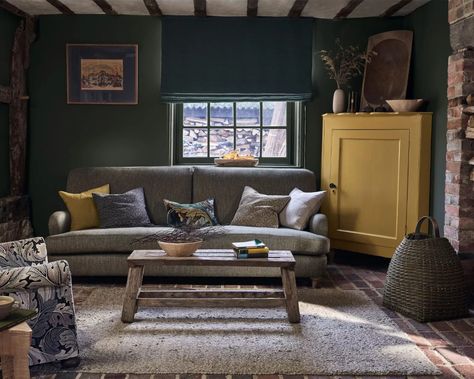 Cottage ideas for a living room: cottage lounge inspiration | Living Room Paint Ideas, Room Paint Ideas, Snug Room, Cottage Room, Cosy Living, Cottage Living Rooms, Evergreen Trees, Cottage Living, Living Room Paint