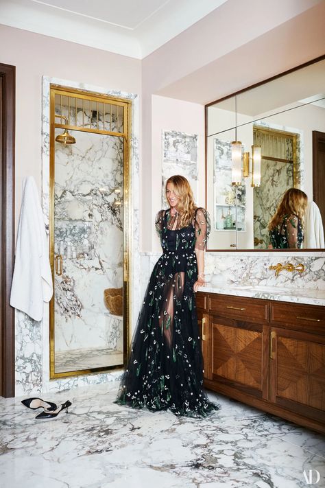 At Home with Charlotte Ronson and Nate Ruess in Manhattan | Architectural Digest Manhattan Loft, Downtown Living, Vogue Living, Up House, Vogue Australia, Marble Bathroom, Celebrity Houses, House Tour, Small Bathroom Remodel