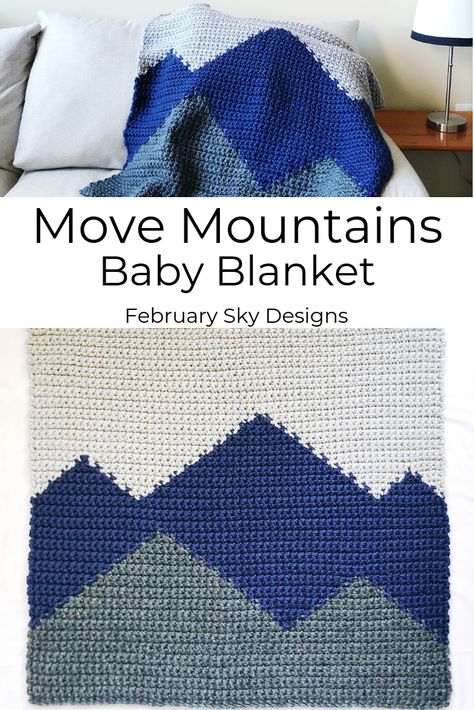 This free pattern for the Move Mountains baby blanket is fun, beginner-friendly and highly customizable! Blanket Pattern Sewing, Crochet Baby Blanket Free Pattern Boy, Mountain Baby Blanket, Trendy Baby Blankets, Crochet Baby Blanket Free Pattern, Easy Crochet Baby, Baby Blanket Knitting Pattern, Crochet For Boys, Pattern Sewing