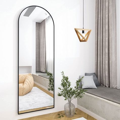 Amazon.com: HARRITPURE 64"x21" Arched Full Length Mirror Free Standing Leaning Mirror Hanging Mounted Mirror Aluminum Frame Modern Simple Home Decor for Living Room Bedroom Cloakroom, Black : Home & Kitchen Arched Full Length Mirror, Arched Floor Mirror, Floor Length Mirror, Full Length Floor Mirror, Leaning Mirror, Arched Mirror, Classic Bathroom, Arch Mirror, Dressing Mirror