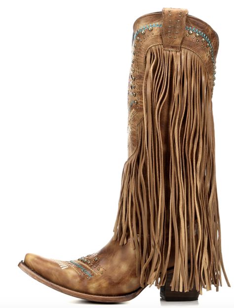 Corral Honey Crystal and Fringe Boots Fringe Cowboy Boots For Women, Fringe Cowboy Boots Outfit, Tassel Cowboy Boots, Women's Cowboy Boots Fringe, Spring Brown Boots With Fringe, Knee High Fringe Boots, Brown Fringed Boots For Spring, Fringe Cowboy Boots, Cowgirl Boots Outfit