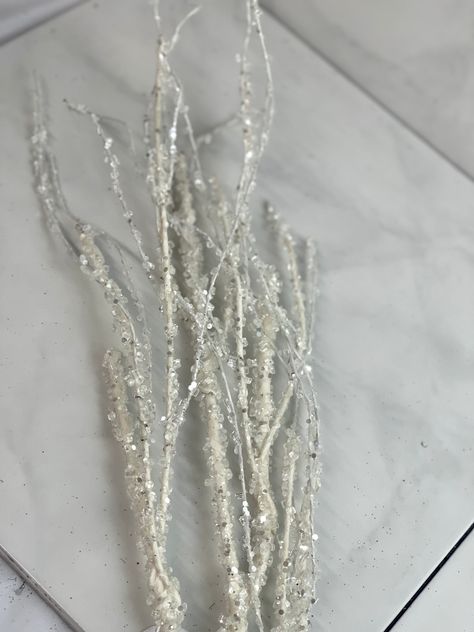 Includes One Spray 35.75" Long Color: White White Stem White Branches Covered In Shivery Ice And Glitter This Shivery Iced Twig Branch Spray is the perfect Christmas tree decor. Transform your tree into a winter wonderland with this festive decoration. The spray can create an instant "icy" look to your existing pine branches, adding a touch of magic to your holiday season. Winter Wonderland Ball, Diy Winter Wedding, Twig Christmas Tree, The Perfect Christmas Tree, Wonderland Party Decorations, Blue Winter Wedding, Perfect Christmas Tree, White Branches, Wreath Boxes