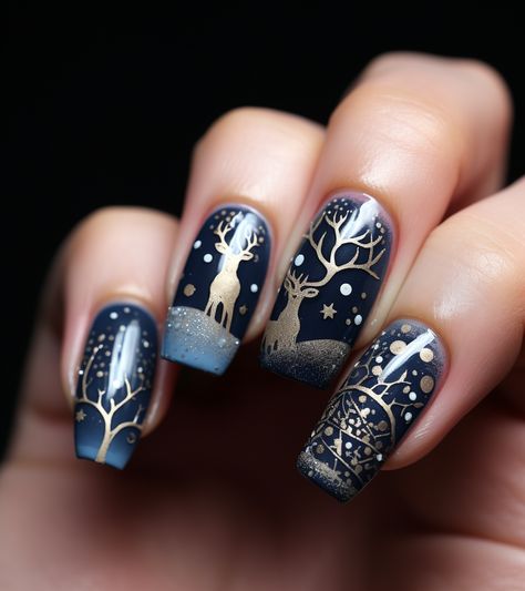 Yule Nails Winter, Solstice Nails, Winter Solstice Nails, Yule Nails, Nail Design 2023, Christmas Nail Inspo, Nail Parlour, Nails 3d, Quartz Nail