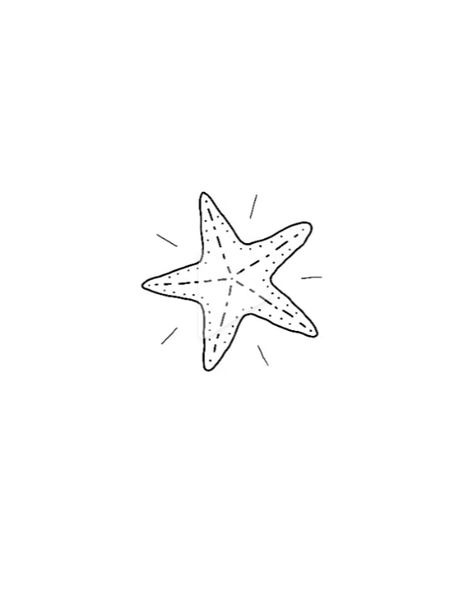 Starfish Line Art, Star Fish Drawing Easy, Starfish Drawing Easy, Fine Line Starfish Tattoo, Cute Starfish Drawing, Star Fish Tattoo Design, Small Coastal Tattoos, Simple Starfish Tattoo, Starfish Drawing Simple