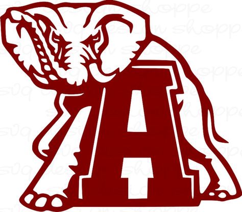 Alabama Elephant, Alabama Logo, Alabama Shirts, Alabama Football Roll Tide, Logo Outline, Silhouette Logo, Alabama Crimson Tide Football, Crimson Tide Football, Alabama Roll Tide