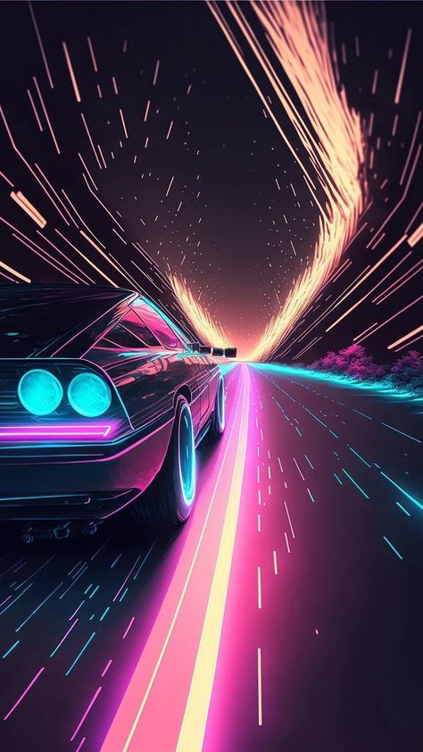 Chill Wallpaper, Neon Car, New Nature Wallpaper, Car Speed, Vaporwave Wallpaper, Garage Style, Retro Artwork, Aesthetic Car, Cool Car Drawings