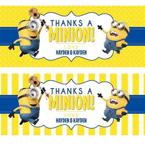 Really loving these water bottle labels! Thanks @littlesweetadventures for letting me make these for you!  #minions #designer #labels #partyideas #birthday #party Minion Thank You, Minion Decorations, Minions Birthday, Minions Party, Minion Theme, Bottle Wrappers, Designer Labels, Minion Birthday, Minion Party