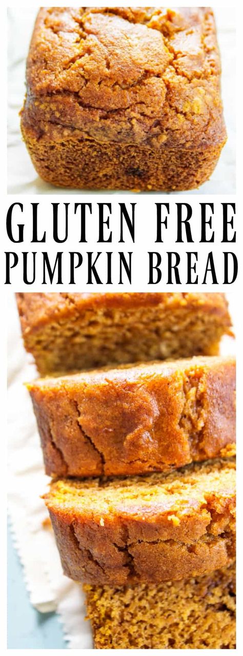 GLUTEN-FREE PUMPKIN BREAD - a quick bread that is deliciously spiced with nutmeg, cinnamon, & cloves. This fall treat is a family favorite. Gluten Free Pumpkin Bread, Cookies Gluten Free, Cake Vegan, Gluten Free Dairy Free Recipes, Gluten Free Sweets, Gluten Free Eating, Gluten Free Treats, Gluten Free Recipes Easy, Gluten Free Pumpkin