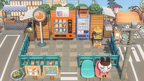 Acnh Villagers Homes City, Acnh Citycore Campsite, Acnh Bus Stop Ideas, Acnh Japanese City Entrance, Animal Crossing Bus Stop, Acnh Bus Stop, Citycore Acnh, Acnh 2023, Acnh Japanese