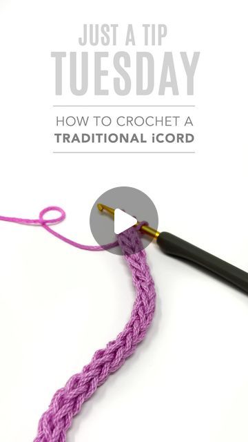 How To Crochet A Button Loop, Crochet Cord Pattern Free, How To Crochet I Cord, Crochet A Strap, Crochet Bag Cord, How To Crochet A Strap For A Bag, How To Crochet An Icord, How To Crochet A Cord, Knitted Cord Ideas