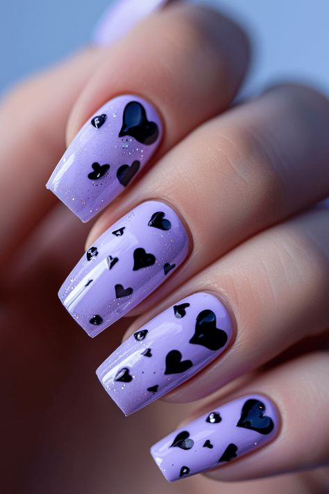 26 Romantic and Cute Purple Valentine Nail Designs - On Your Journey Pink N Purple Nails, Purple Nail Designs Simple, Purple Nails With Hearts, Mail Art Design, Purple Valentines Nails, Cute Nails Purple, Nail Designs 2024, Purple Valentines Day Nails, Nails Ideas Purple