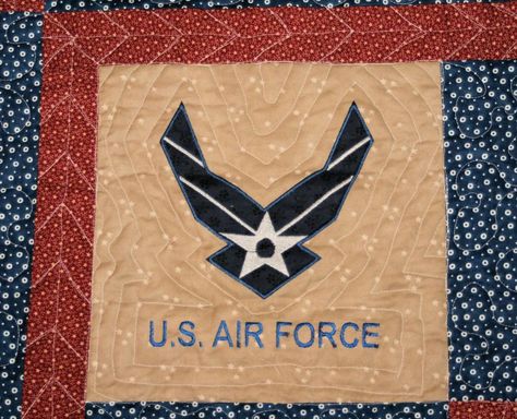 Air Force Quilt Pattern, Airforce Quilt Ideas, Flag Quilt, Quilt Of Valor, Patriotic Quilts, Patchwork Quilts, Quilting Projects, Air Force, Barcelona