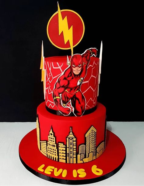 The Flash Cake Design Images (The Flash Birthday Cake Ideas) The Flash Themed Birthday Party, Flash Birthday Cake Ideas, Flash Superhero Cake, Flash Themed Birthday Party, The Flash Birthday Party Ideas, Flash Birthday Party Ideas, Animated Birthday Cake, The Flash Birthday Party, Bolo Do Flash