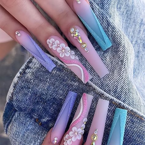 China Nails, Fake Nails Long, Nagel Tips, Manicure Tips, Nail Type, Coffin Press On Nails, Nails Set, Fake Nails With Glue, Nail Supplies