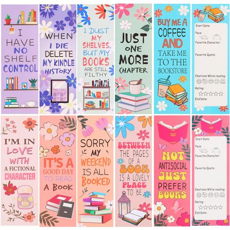 PRICES MAY VARY. ♥ PRODUCT CONTENT: The Book Lovers bookmarks have 10 different beautiful patterns, each has 10, a total of 100 books for you to choose, beautiful and practical, fully meet your daily needs. ♥ DOUBLE-SIDED WRITING: These paper bookmarks can be utilized by you to document your reading progress or as effortless readable notes. They can also be extensively employed in decorative DIY crafts. Record the books you have read on the spine, and then fill the bookshelves, which adds a touc Books Poster Design, Cute Printable Bookmarks, Vintage Bookmarks Printable, Bookmark Sublimation, Bookmark Design, Bookmark Designs, Handmade Bookmarks Diy, Vintage Bookmarks, Reading Bookmarks